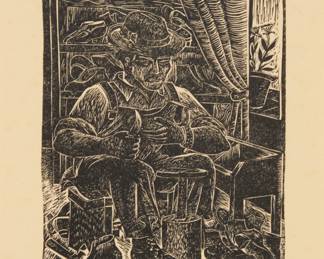3 Everardo Ramirez (1906-1992, Mexican) Untitled, plate 10 from "Vida en mi barriada," 1948 Linocut on wove paper From the edition of 48 Signed and inscribed "10," in pencil, in the lower margin: Everardo Ramirez; initialed in the plate as part of the image, upper left; inscribed "Ex. 11.1.10," in pencil, in another hand, verso Plate: 5.5" H x 4.25" W; Sheet: 15" H x 13" W Estimate: $200 - $300