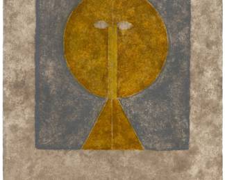 108 Rufino Tamayo "Cabeza en la Ventana" (Head at the Window), 1984 Aquatint in colors on Guarro paper Edition: 54/99 (there were also 15 artists proofs numbered in Roman numerals, and 15 hors commerce impressions) Signed and numbered in the lower right and left corners, respectively: R Tamayo; Ediciones Polígrafa, Barcelona, Spain Image/Sheet: 29.75" H x 21.875" W Estimate: $2,000 - $3,000