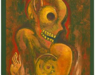226 Byron Gálvez (1941-2009, Mexican) Untitled Mixed media on dark green paper Signed lower right: Byron Image: 23.75" H x 17.75" W; Sheet: 25.625" H x 19.625" W Estimate: $500 - $700