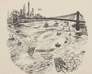 1 Jesús Escobedo (1918-1978, Mexican) Untitled, from "New York Series," 1946 Lithograph on paper From the edition of unknown size Signed, dated, and inscribed in pencil in the lower margin, at right: Jesus Escobedo / "New York - 1946" Image: 9" H x 9.75" W; Sheet: 12.5" H x 19" W Estimate: $500 - $700