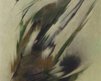 90 Luis Garcia Guerrero (1921-1996, Mexican) Abstract, 1961 Oil on canvas Signed and dated lower right: Garcia Guerrero / 1961; signed "G. Guerrero" and inscribed "98" in pencil, all on the stretcher 12" H x 9.875" W Estimate: $800 - $1,200