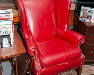 Leather wing chair