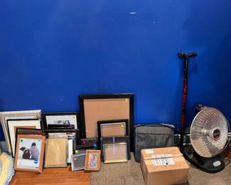 Picture frames, heater, cane