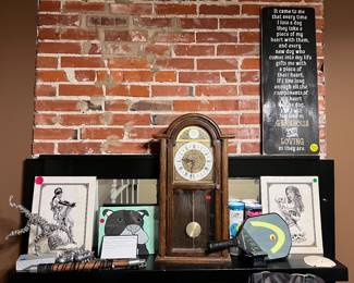 Art work, old clock, pickle ball paddle