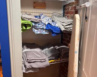 Linen, air mattresses, ironing board/iron