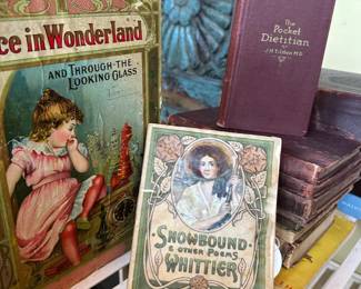 Antique & Vintage Book Collection Browse a charming collection of antique and vintage books featuring beautifully illustrated classics, decorative bindings, poetry, literature, and collectible editions. Highlights include an early Alice in Wonderland, vintage poetry books, pocket reference books, and turn-of-the-century volumes perfect for collectors, decorators, libraries, and literary enthusiasts.