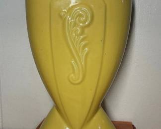 Vintage Art Deco Yellow Pottery Vase