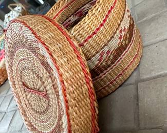 Large Handwoven Lidded Basket Beautifully handcrafted woven basket with fitted lid and sturdy handle. Perfect for storage, sewing supplies, blankets, magazines, or decorative display.