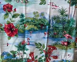 Authentic Mid-Century Bark Cloth – Flamingo Print