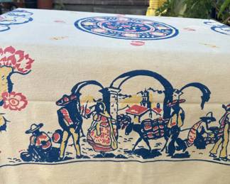 40s Iconic Mexicana Block Print On Cactus Cloth