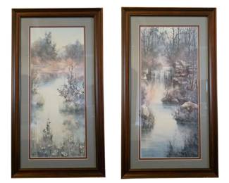 Pristine Set of 2 Diane Anderson Framed Limited Edition Lithographs w COAs