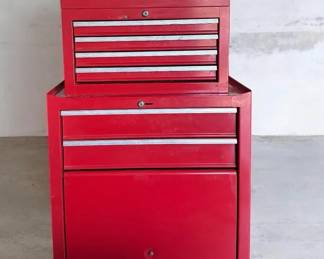 Red Steel 2Piece Stackable Rolling Tool Chest Combo