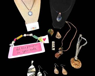 MuranoStyle Art Glass Pendants, Filip Vogelpohl Blown Glass, and Abalone Sets