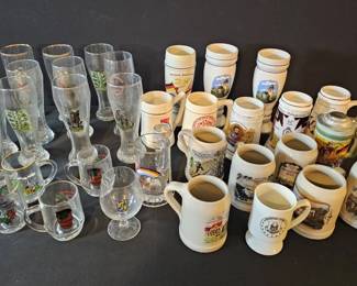 Over 30pc Vintage Authentic German Beer Stein  Glass Master Collection  Massive Souvenir Lot