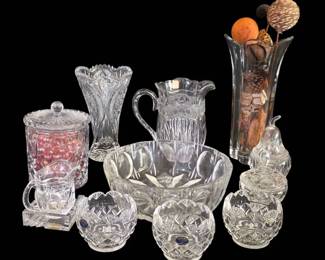 Brilliant Collection of Vintage  European Lead Crystal Serving Pieces