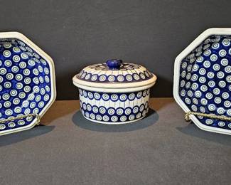 Peacock Eyes Bolesawiec Polish Pottery... Timeless European Elegance