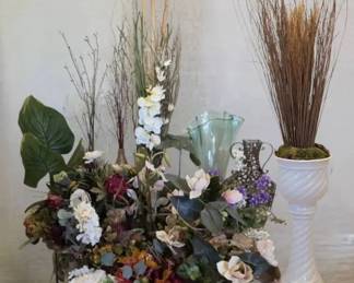 Premium multipiece faux floral arrangement and vase bundle