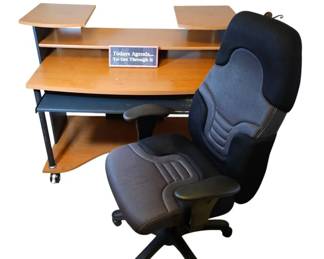 Complete Home Office Furniture Set  Solid Wood Bookcase, MultiTier Rolling Desk And Chair