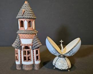 Unique Decor Architectural Clay Castle  Porcelain Musical Egg