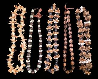 Vintage Hawaiian Forever Leis  Kukui Nut, Koa Seed,  Sea Shells