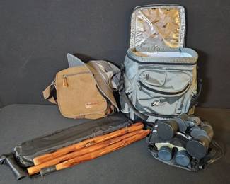 Outdoor  Hiking Gear Bundle  Binoculars And Walking Sticks