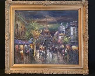 J. Picard... Ornate MidCentury Parisian Street Scene