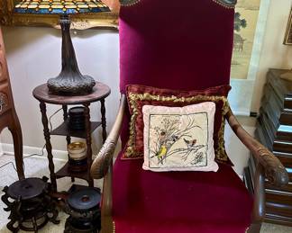 The lamp and pillows are sold.