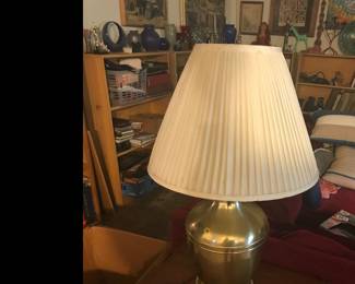 Two brass lamps