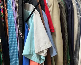 Men’s clothes, ties suits, and tops