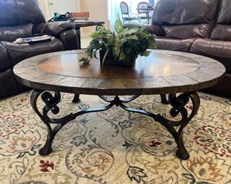 Copper top Coffee Table. This has two side tables that coordinate.