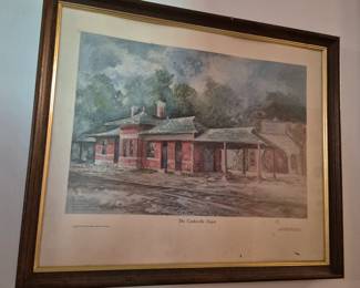 Good condition framed print of The Cookeville Depot