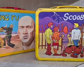 Vintage lunch boxes - both have their thermos inside