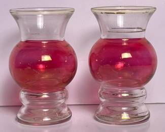289 pairofpinkglassminibudvaseswithg