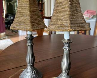342 pairtablelampswithbeadedgoldlampsh