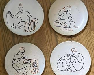 151 setoffourceramicwallplateswithart