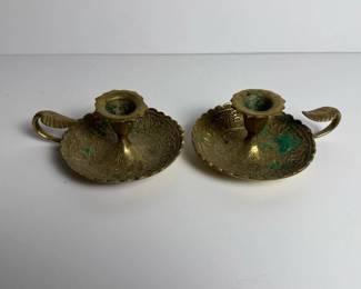 210 pairofvintagebrasschamberstickcandl