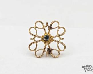 816  10kt Gold Pin with Sapphire 1.9g