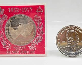 1756 Silver Jubilee Souvenir Medal George Bush President Coin