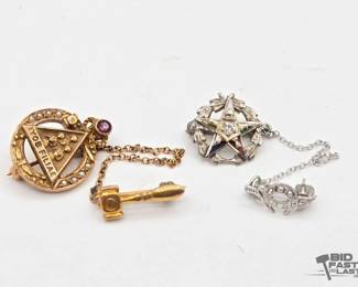 806  10kt Pins with Diamond and SemiPrecious Stones 4.3g