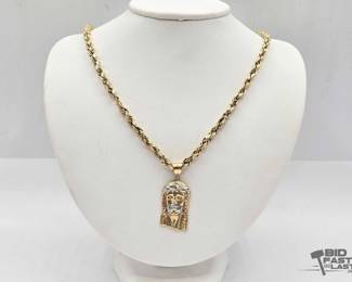 796 10kt Gold Necklace and Pendant, 12.4g