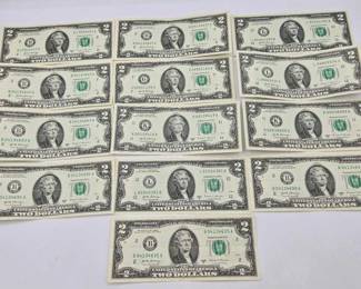 1528 2017A US $2 Dollar Bills