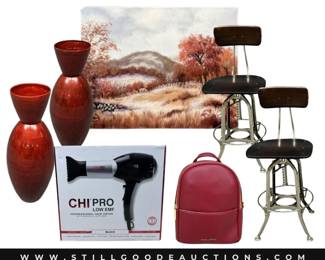 10k gold jewelry, James Avery jewelry, trinket boxes, Katie Loxton backpacks, William Sonoma furniture, Restoration Hardware furniture, clown collection, bobbleheads, tapestries, clocks, Xbox games, lamps, Dr. Seuss books, Franciscan china, Sterling Silver flatware, cowboy boots, 