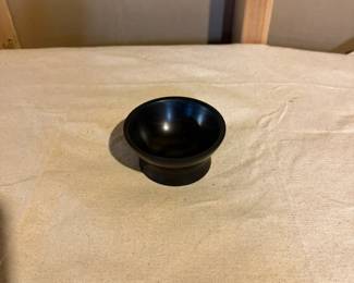 Handcrafted turned black wood bowl with pedestal base. Elegant minimalist design, perfect for serving, display, or decorative tabletop use.
