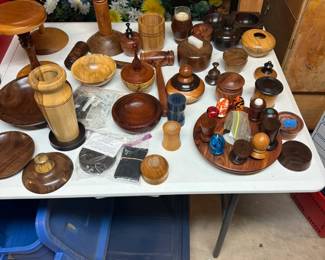 An amazing selection of handcrafted keepsake boxes, lidded containers, candle holders, goblets, pepper mills, decorative vessels, display stands, bottle stoppers, ornaments