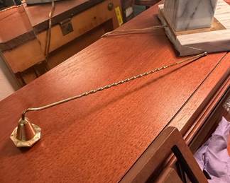 Brass Snuffer with Twisted Handle and Octagonal Base