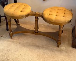 Hollywood Regency Button Tufted Stool (Pair)