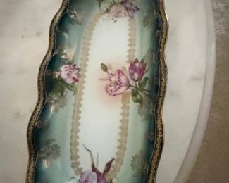 R.S. Prussia Hand-Painted Porcelain Celery Dish