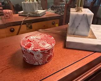 Red and White Floral Japanese Tea Tin