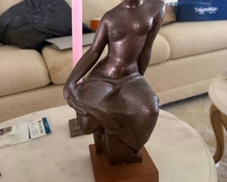 Bronze Patinated Figural Sculpture of a Seated Woman by Ary Bitter