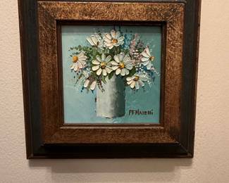 P.F. Nasemi Oil Painting of Daisies in a White Vase